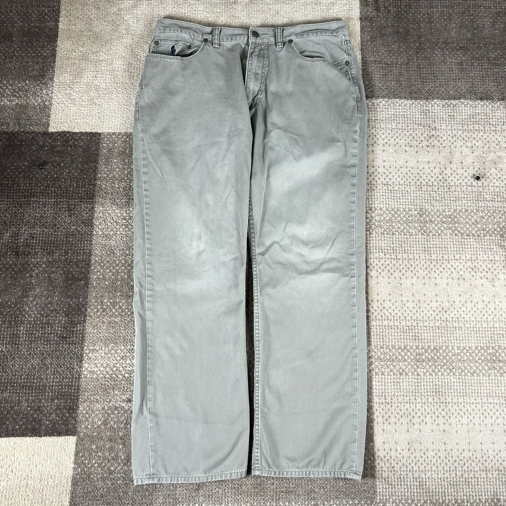 Polo Ralph Lauren 650 Pants Men 35X30 Army Green Straight Chino VTG 100%‎ Cotton